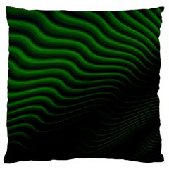 Black And Green Abstract Stripes Gradient Large Cushion Case (one Side) by SpinnyChairDesigns