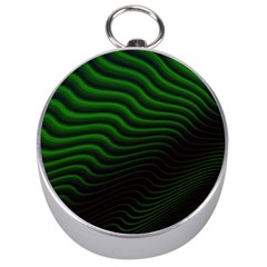 Black And Green Abstract Stripes Gradient Silver Compasses by SpinnyChairDesigns