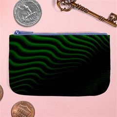 Black And Green Abstract Stripes Gradient Large Coin Purse by SpinnyChairDesigns