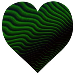 Black And Green Abstract Stripes Gradient Wooden Puzzle Heart by SpinnyChairDesigns