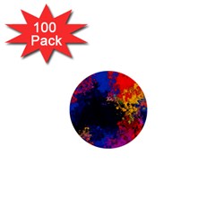 Colorful Paint Splatter Texture Red Black Yellow Blue 1  Mini Buttons (100 Pack)  by SpinnyChairDesigns