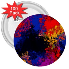 Colorful Paint Splatter Texture Red Black Yellow Blue 3  Buttons (100 Pack)  by SpinnyChairDesigns