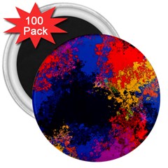 Colorful Paint Splatter Texture Red Black Yellow Blue 3  Magnets (100 Pack) by SpinnyChairDesigns