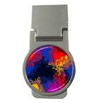 Colorful Paint Splatter Texture Red Black Yellow Blue Money Clips (Round)  Front