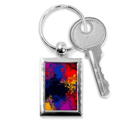 Colorful Paint Splatter Texture Red Black Yellow Blue Key Chain (rectangle) by SpinnyChairDesigns