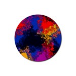 Colorful Paint Splatter Texture Red Black Yellow Blue Rubber Coaster (Round)  Front