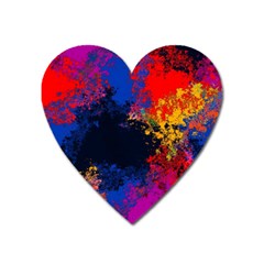 Colorful Paint Splatter Texture Red Black Yellow Blue Heart Magnet by SpinnyChairDesigns