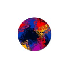 Colorful Paint Splatter Texture Red Black Yellow Blue Golf Ball Marker by SpinnyChairDesigns