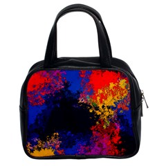 Colorful Paint Splatter Texture Red Black Yellow Blue Classic Handbag (two Sides) by SpinnyChairDesigns