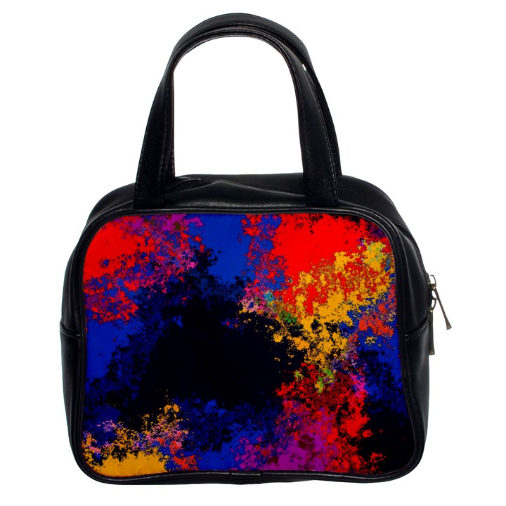 Colorful Paint Splatter Texture Red Black Yellow Blue Classic Handbag (Two Sides)