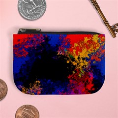 Colorful Paint Splatter Texture Red Black Yellow Blue Mini Coin Purse by SpinnyChairDesigns