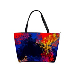 Colorful Paint Splatter Texture Red Black Yellow Blue Classic Shoulder Handbag by SpinnyChairDesigns