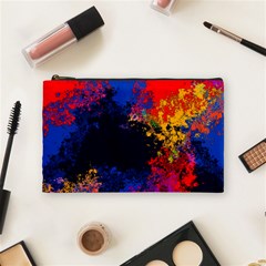 Colorful Paint Splatter Texture Red Black Yellow Blue Cosmetic Bag (medium) by SpinnyChairDesigns