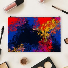 Colorful Paint Splatter Texture Red Black Yellow Blue Cosmetic Bag (large) by SpinnyChairDesigns