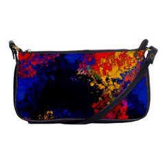 Colorful Paint Splatter Texture Red Black Yellow Blue Shoulder Clutch Bag by SpinnyChairDesigns