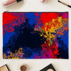 Colorful Paint Splatter Texture Red Black Yellow Blue Cosmetic Bag (xxxl) by SpinnyChairDesigns