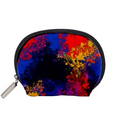 Colorful Paint Splatter Texture Red Black Yellow Blue Accessory Pouch (small) by SpinnyChairDesigns