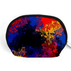 Colorful Paint Splatter Texture Red Black Yellow Blue Accessory Pouch (medium) by SpinnyChairDesigns