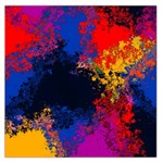 Colorful Paint Splatter Texture Red Black Yellow Blue Large Satin Scarf (Square) Front