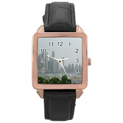 P1020023 Rose Gold Leather Watch  by 45678