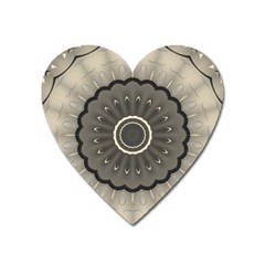 Beige Kaleidoscope Mandala Arabesque Pattern Heart Magnet by SpinnyChairDesigns