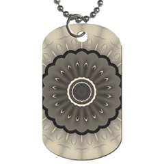 Beige Kaleidoscope Mandala Arabesque Pattern Dog Tag (two Sides) by SpinnyChairDesigns