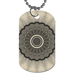 Beige Kaleidoscope Mandala Arabesque Pattern Dog Tag (Two Sides) Front