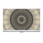 Beige Kaleidoscope Mandala Arabesque Pattern Business Card Holder Front