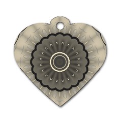 Beige Kaleidoscope Mandala Arabesque Pattern Dog Tag Heart (one Side) by SpinnyChairDesigns