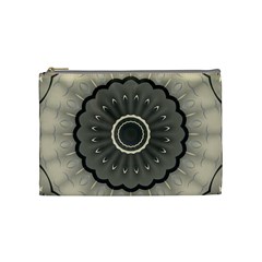 Beige Kaleidoscope Mandala Arabesque Pattern Cosmetic Bag (medium) by SpinnyChairDesigns