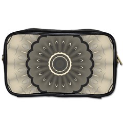 Beige Kaleidoscope Mandala Arabesque Pattern Toiletries Bag (two Sides) by SpinnyChairDesigns