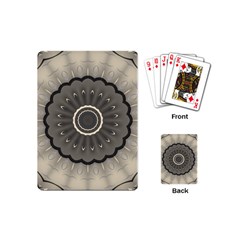 Beige Kaleidoscope Mandala Arabesque Pattern Playing Cards Single Design (mini) by SpinnyChairDesigns