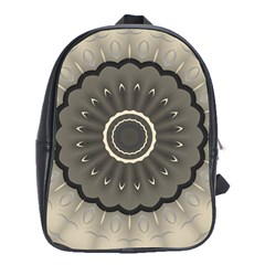 Beige Kaleidoscope Mandala Arabesque Pattern School Bag (xl) by SpinnyChairDesigns