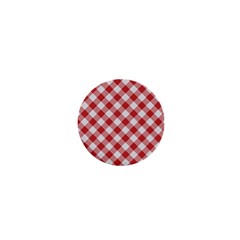 Picnic Gingham Red White Checkered Plaid Pattern 1  Mini Magnets by SpinnyChairDesigns