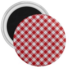 Picnic Gingham Red White Checkered Plaid Pattern 3  Magnets by SpinnyChairDesigns