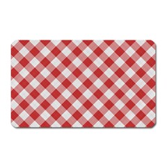 Picnic Gingham Red White Checkered Plaid Pattern Magnet (rectangular) by SpinnyChairDesigns