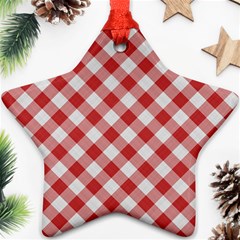 Picnic Gingham Red White Checkered Plaid Pattern Star Ornament (two Sides) by SpinnyChairDesigns