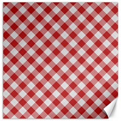 Picnic Gingham Red White Checkered Plaid Pattern Canvas 12  X 12  by SpinnyChairDesigns