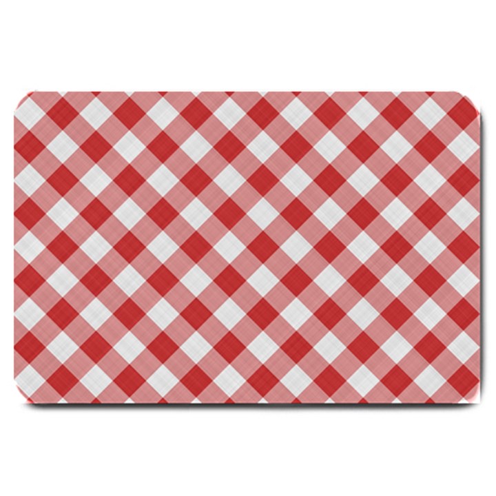 Picnic Gingham Red White Checkered Plaid Pattern Large Doormat 