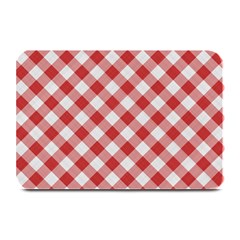 Picnic Gingham Red White Checkered Plaid Pattern Plate Mats by SpinnyChairDesigns