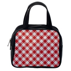 Picnic Gingham Red White Checkered Plaid Pattern Classic Handbag (one Side) by SpinnyChairDesigns