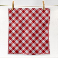 Picnic Gingham Red White Checkered Plaid Pattern Face Towel by SpinnyChairDesigns