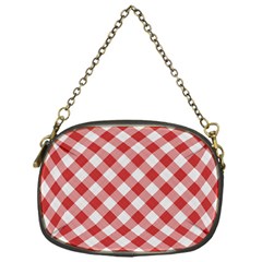 Picnic Gingham Red White Checkered Plaid Pattern Chain Purse (one Side) by SpinnyChairDesigns