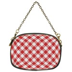 Picnic Gingham Red White Checkered Plaid Pattern Chain Purse (One Side) Front