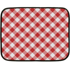 Picnic Gingham Red White Checkered Plaid Pattern Fleece Blanket (mini) by SpinnyChairDesigns