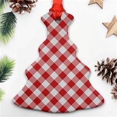 Picnic Gingham Red White Checkered Plaid Pattern Ornament (christmas Tree)  by SpinnyChairDesigns