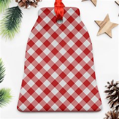 Picnic Gingham Red White Checkered Plaid Pattern Bell Ornament (two Sides) by SpinnyChairDesigns