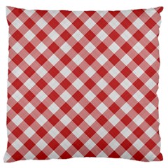 Picnic Gingham Red White Checkered Plaid Pattern Large Cushion Case (one Side) by SpinnyChairDesigns