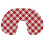 Picnic Gingham Red White Checkered Plaid Pattern Travel Neck Pillow Front