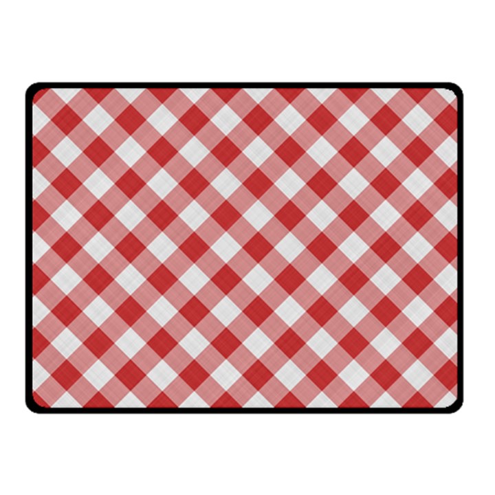 Picnic Gingham Red White Checkered Plaid Pattern Double Sided Fleece Blanket (Small) 